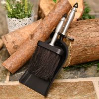York brush & pan set brushed silver handles 