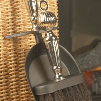 Detailed image of Nickle handle on brush and pan set