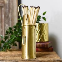 Brushed Brass Match stick holder on table