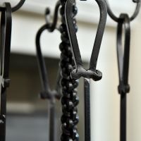 Close up of Knot Design and Tool Handles on Black Companion Set 