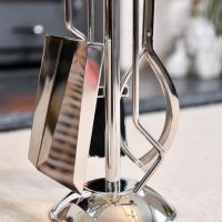 Close up of Polished Steel Companion Set 