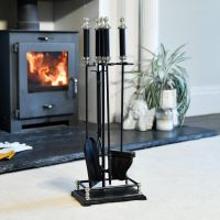 Nickel & Black Traditional Companion Set 64cm