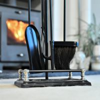 Close up of Black & Nickel Companion Set Base 