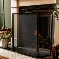 Square Simplistic Contemporary Brushed Gold Three Fold Fireguard