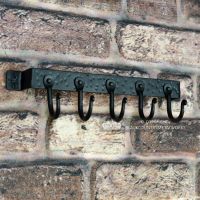 5 Hook "Blacksmith Style" Wall Mounted Fireside Tool Rack