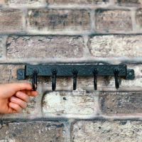 5 Hook "Blacksmith Style" Wall Mounted Fireside Tool Rack to Scale