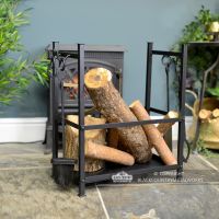 Log Basket with Fireside Tools in Situ