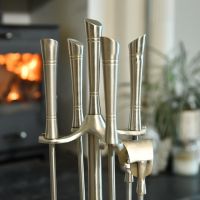 Close up of Contemporary Pewter Companion Set Handles 
