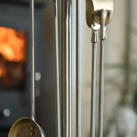 Close up of Contemporary Pewter Companion Set Handles 
