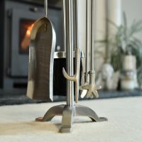 Close up of Pewter Finish Companion Set Base 
