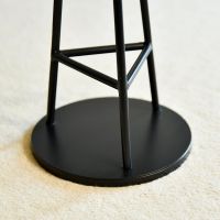 Close up of triangular companion set and round base