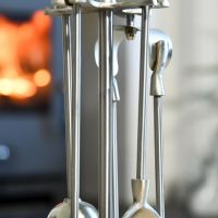 Polished Pewter Handles on Companion Set