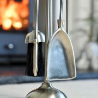 Close up of Pewter Finish Companion Set Tools