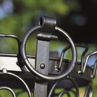 Close up of metal work and ring handle 