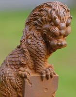 Close-up of Cast Iron Fierce Chinese Dragon Sculpture