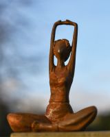 Rustic Cast Iron Yoga Pose Garden Sculpture 