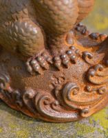 Close-up of Cast Iron Fire Breathing Dragon Sculpture