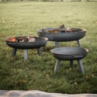 Raw Metal Fire Pit & Log Burner - 100cm in Situ