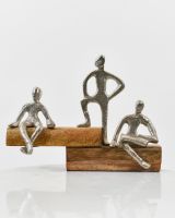 "Fireside" Cast Aluminium & Mango Wood Sculpture - Silver