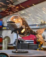 Recycled Metal Fish Sculpture