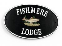 trout design cast iron house plaque