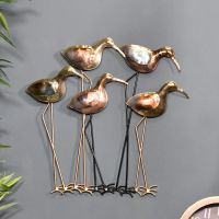 Five Wading Birds Wall Art on a Blue Wall