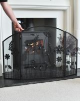 Scale image of triple fold midnight black fire guard