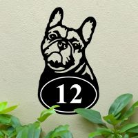 French Bulldog Iron House Number Sign