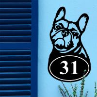 French Bulldog Iron House Number Sign