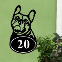 French Bulldog Iron House Number Sign