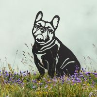 French Bulldog Silhouette on Display in the Flowers