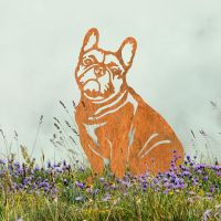 French Bulldog Silhouette on Display in the Flowers