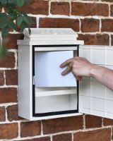 Lockable Front Open & in Use on French Cream "Oxford" Wall Mounted Post Box with Lock