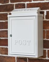 Situ Shot of French Cream "Oxford" Wall Mounted Post Box with Lock