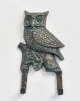 Verdigris Owl Double Hook