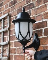 Scale Shot of Frosted Glass Bottom Fix Outdoor Wall Lantern In Situ 