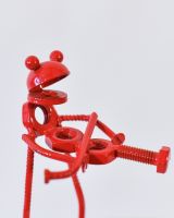 Close up of intricate detail of recycled metal art sculpture