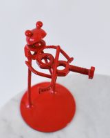 Recycled Metal Frog Violinist Sculpture