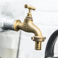Brass Tap on the Galvanised Water Butt