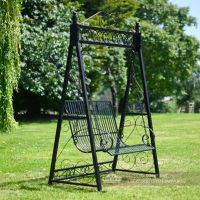 Garden metalwork ornate scroll swing seat