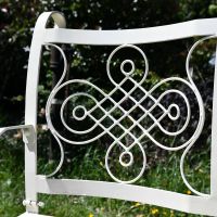 Cream Wrought Iron Garden Bench Backrest