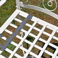 Cream Wrought Iron Garden Bench Lattice Seat