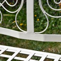 Cream Wrought Iron Garden Bench Details