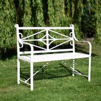 The Cradley Deluxe Iron Bench - small 2 seater bench finished in cream