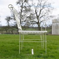 Scrolled Cream Garden Bench