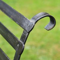 Black Two Seater Park Bench Curved Backrest Close-Up