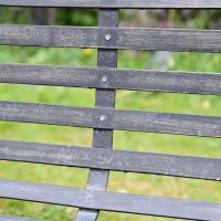 Black Two Seater Park Bench Slatted Backrest