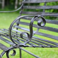 Black Two Seater Park Bench Scrolled Armrests