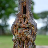 Rustic Vintage Gothic Cast Iron Side Table embellishment