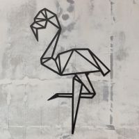 Geometric Flamingo Wall Art on a Rustic Grey Wall